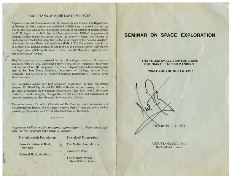 Neil Armstrong Signed Program for ''Seminar on Space Exploration''